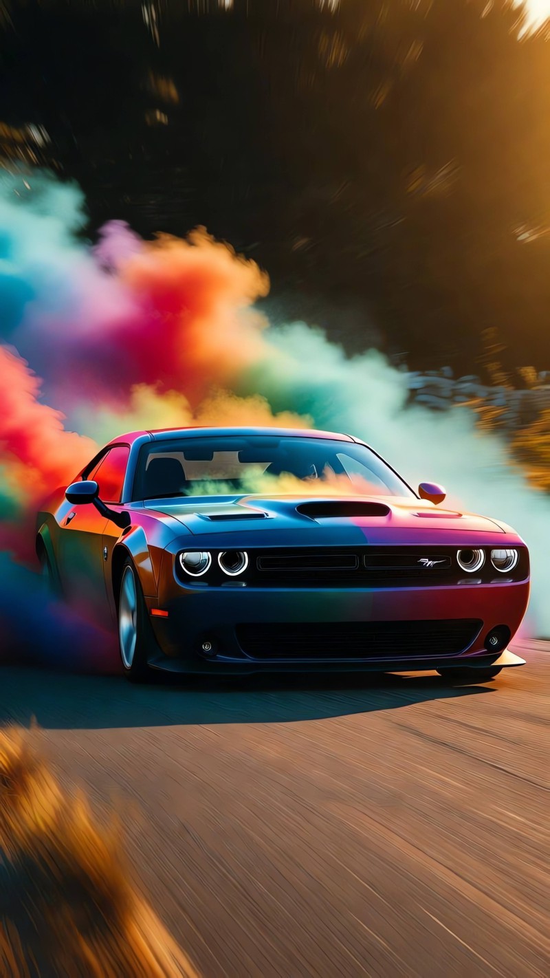 Vibrant Challenger Colorful Smoke Drift 4K Drift Wallpaper