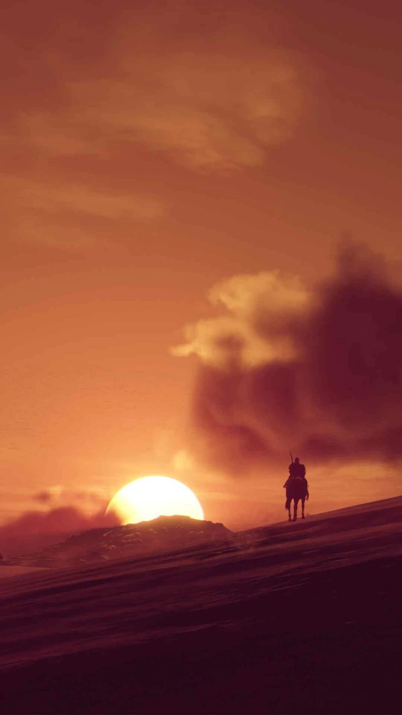 Desert Sunset Ride 4K Mobile Wallpaper