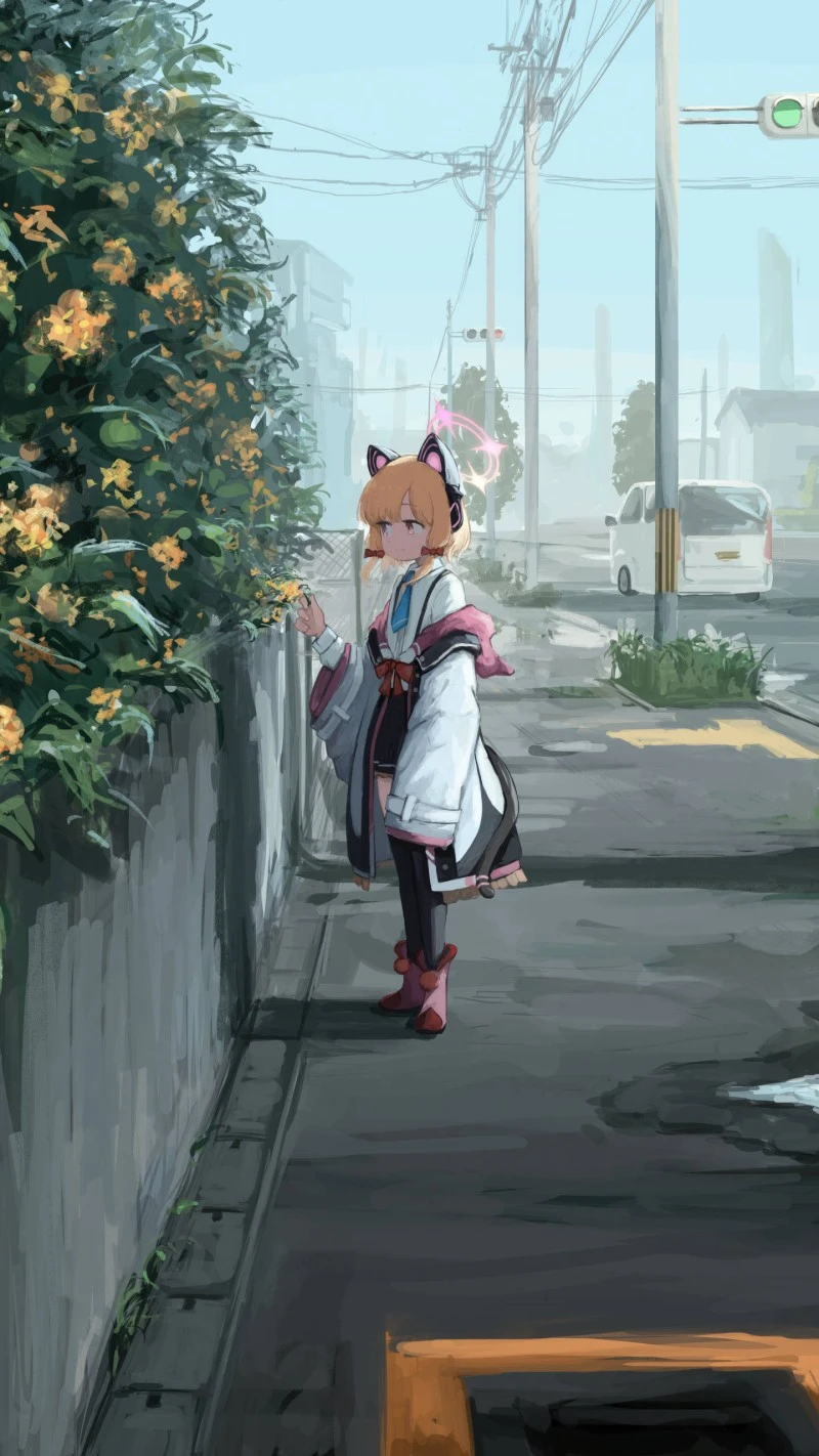 Anime Girl on a Street 4K Mobile Wallpaper
