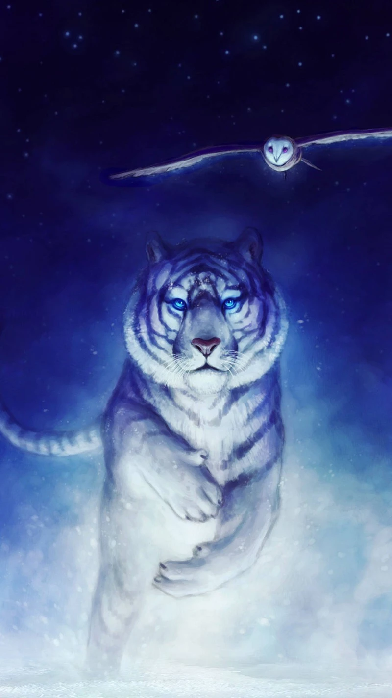 Winter's White Tiger 4K Mobile Wallpaper