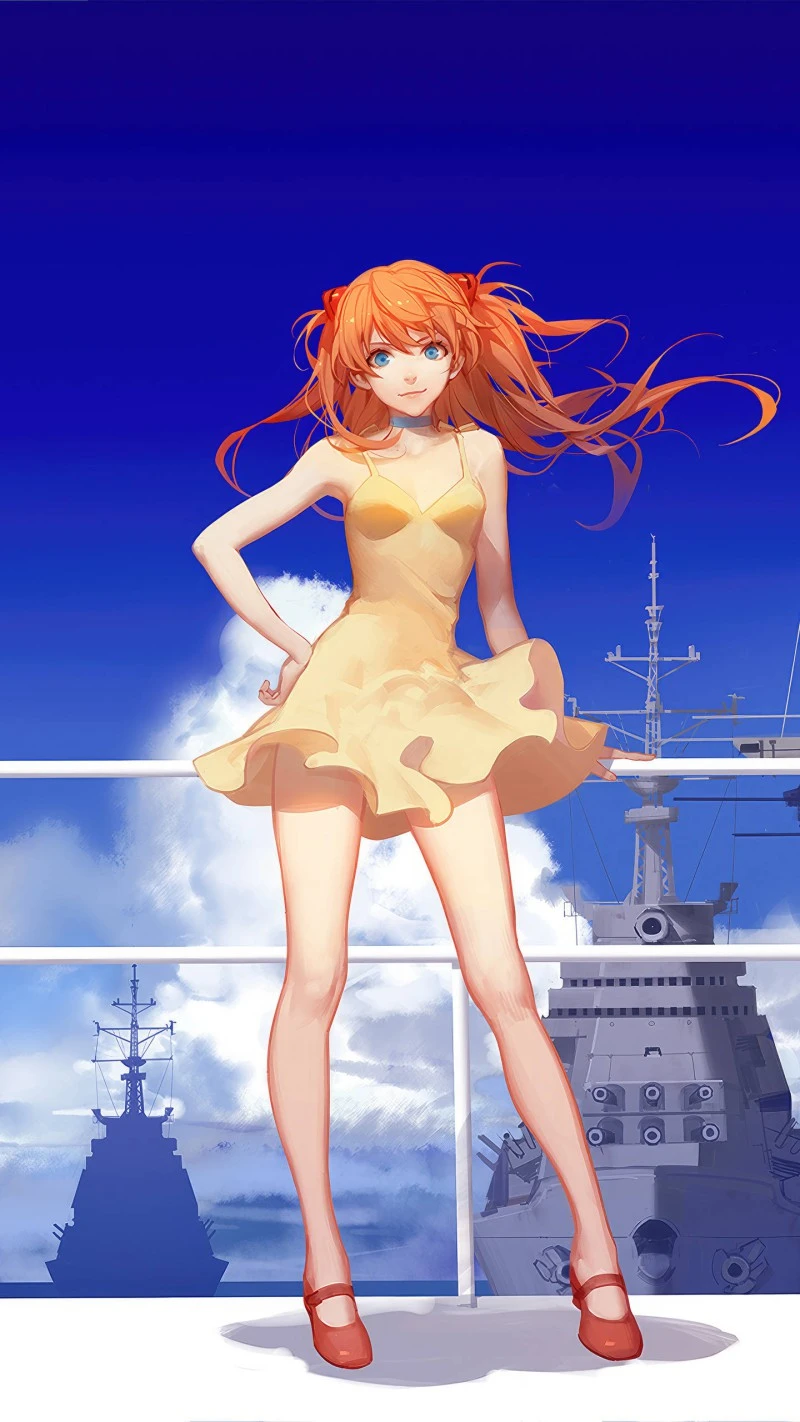 Rei Ayanami in Yellow Dress 4K Mobile Wallpaper