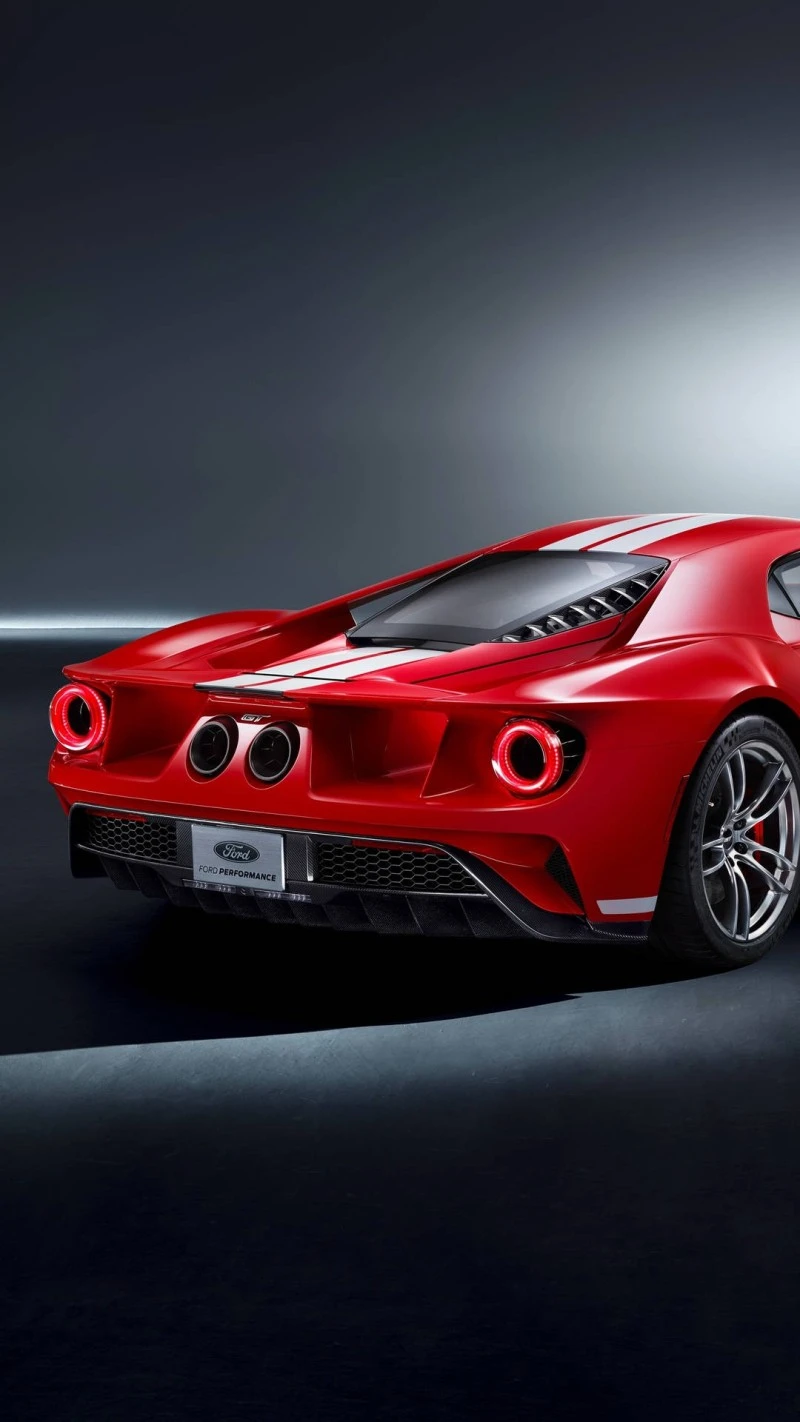 Rear View of Red Ford GT 4K Mobile Wallpaper