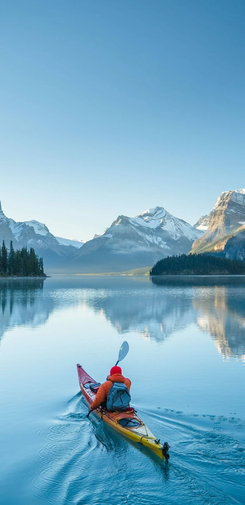 Kayaking on a Calm Lake 4K Mobile Wallpaper