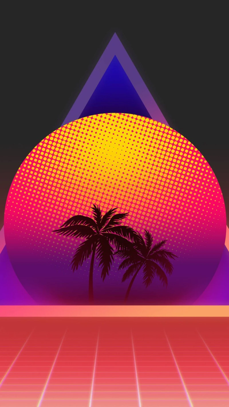 Retro Sunset Palms 4K Mobile Wallpaper