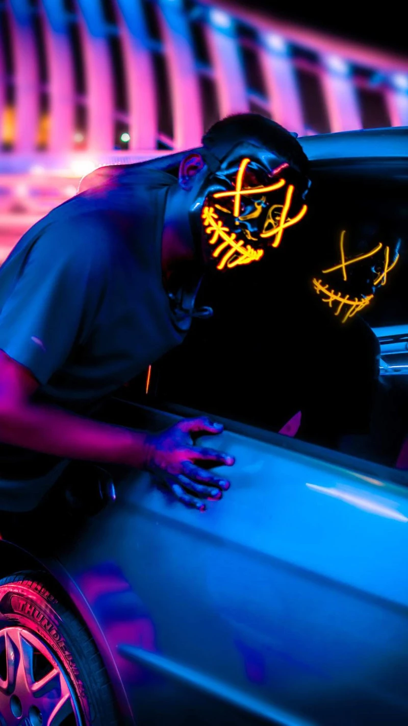 Urban Neon Prowler 4K Mobile Wallpaper