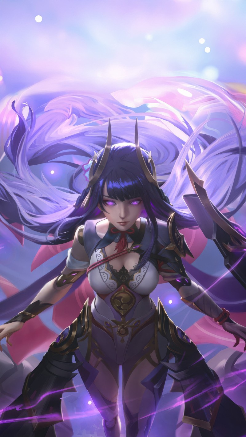 Purple Anime Raiden Genshin Impact 4K Wallpaper 4K Mobile Wallpaper