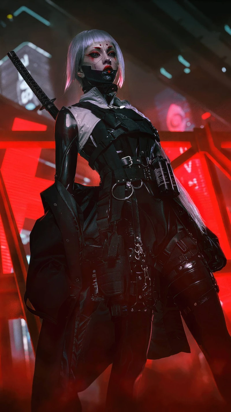 Cyberpunk Samurai 4K Mobile Wallpaper