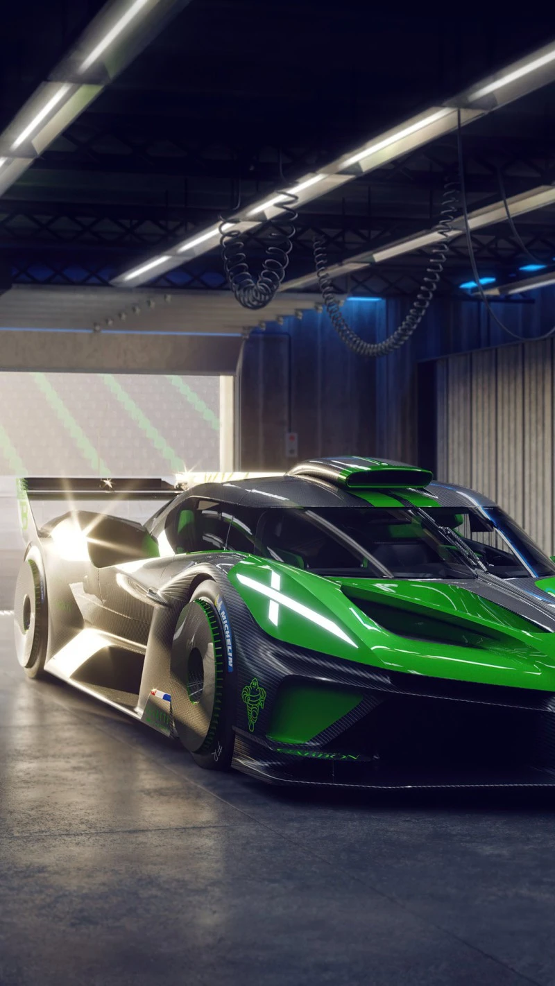 Green and Black Hypercar in a Garage 4K Mobile Wallpaper