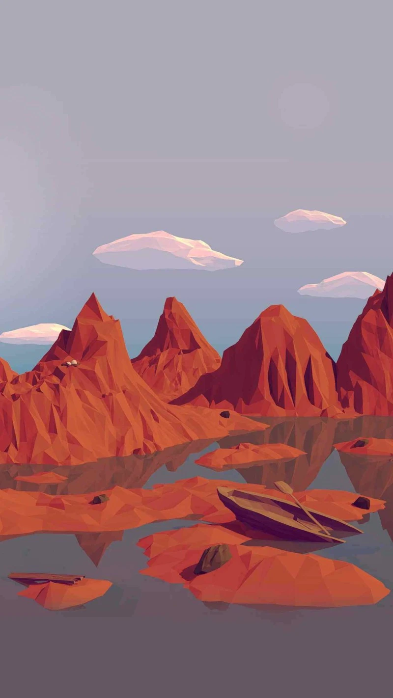 Low Poly Mountain Landscape 4K Mobile Wallpaper