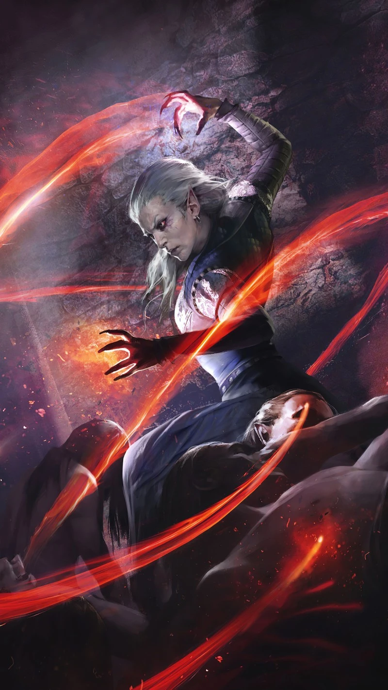 Powerful Witcher Elf Mage 4K Mobile Wallpaper