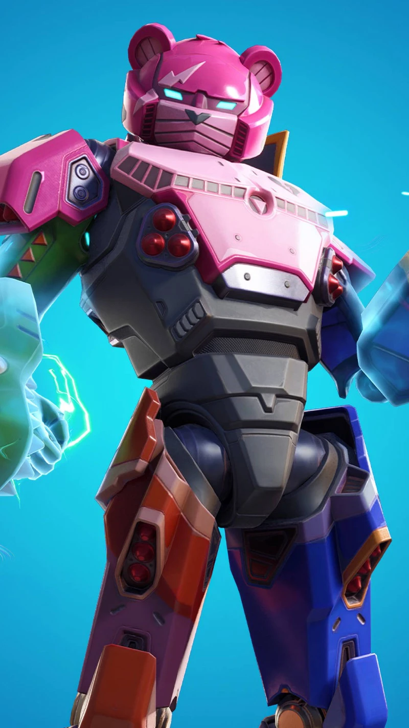 Fortnite Pink Bear Robot Skin 4K Mobile Wallpaper