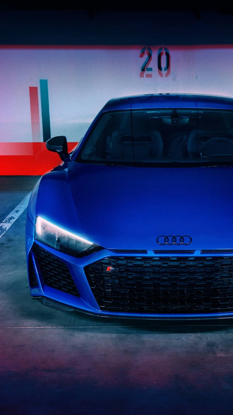 Audi R8 in Parking Garage 4K Mobile Wallpaper
