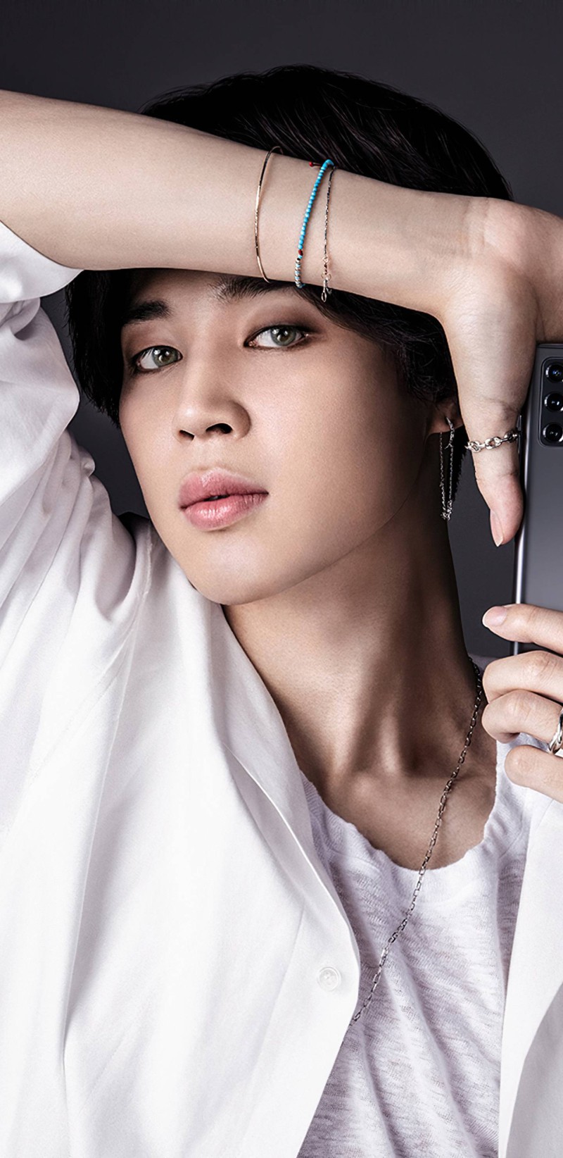 Jimin BTS Intense Gaze with Samsung Phone Wallpaper 4K Ash Wallpaper