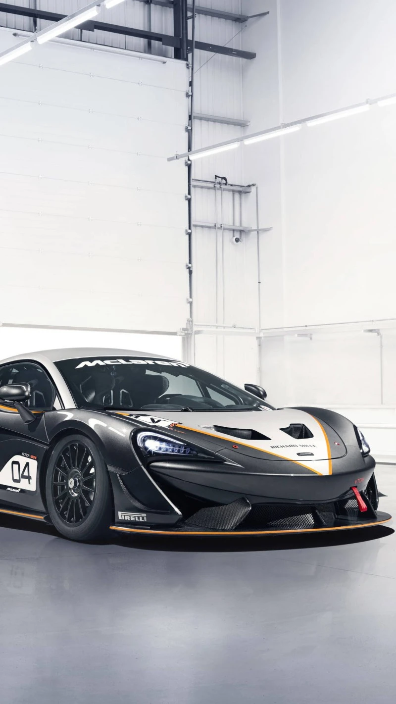 McLaren 620R Race Car in Garage 4K Mobile Wallpaper