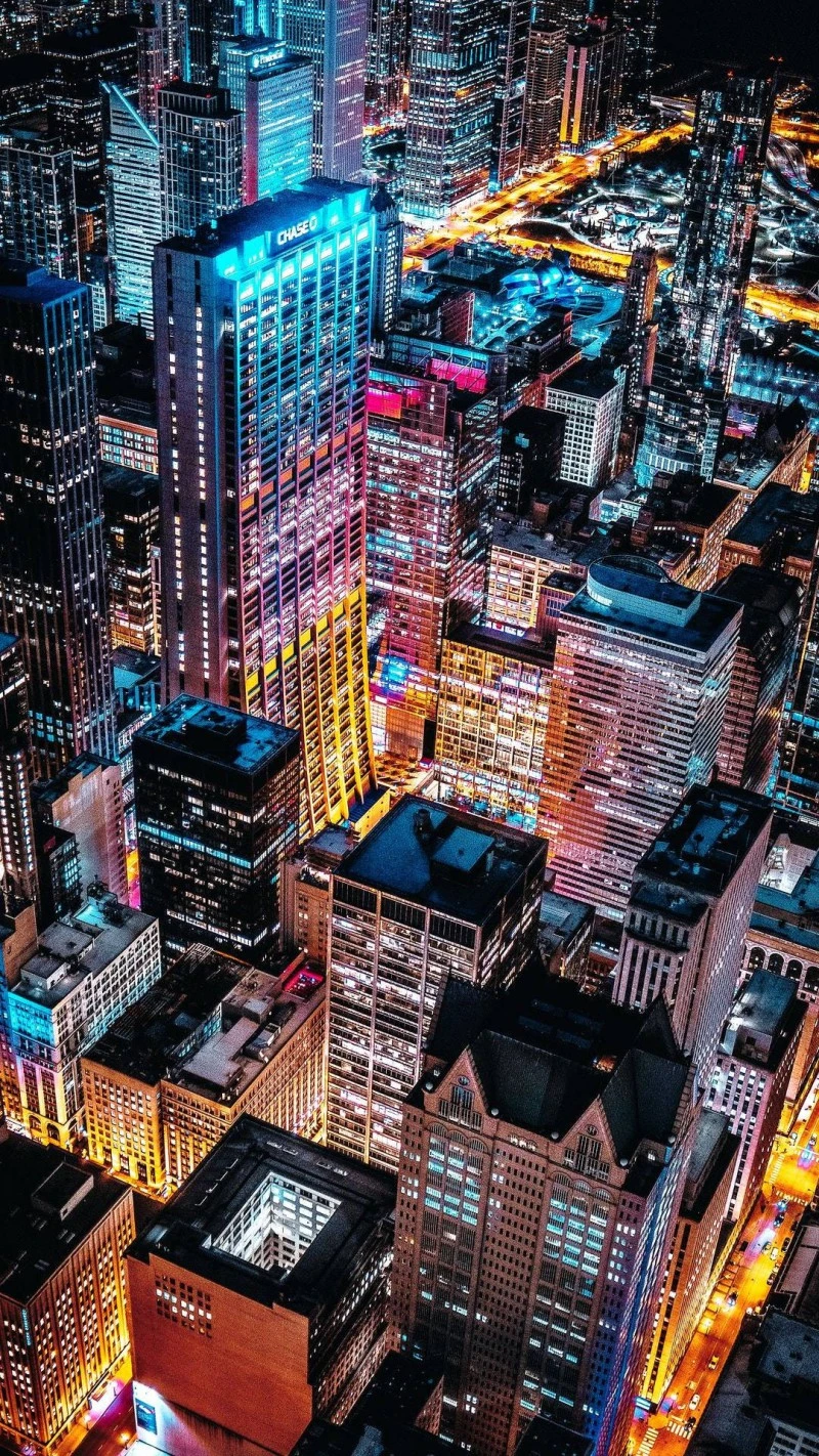 Chicago Nightscape 4K Mobile Wallpaper