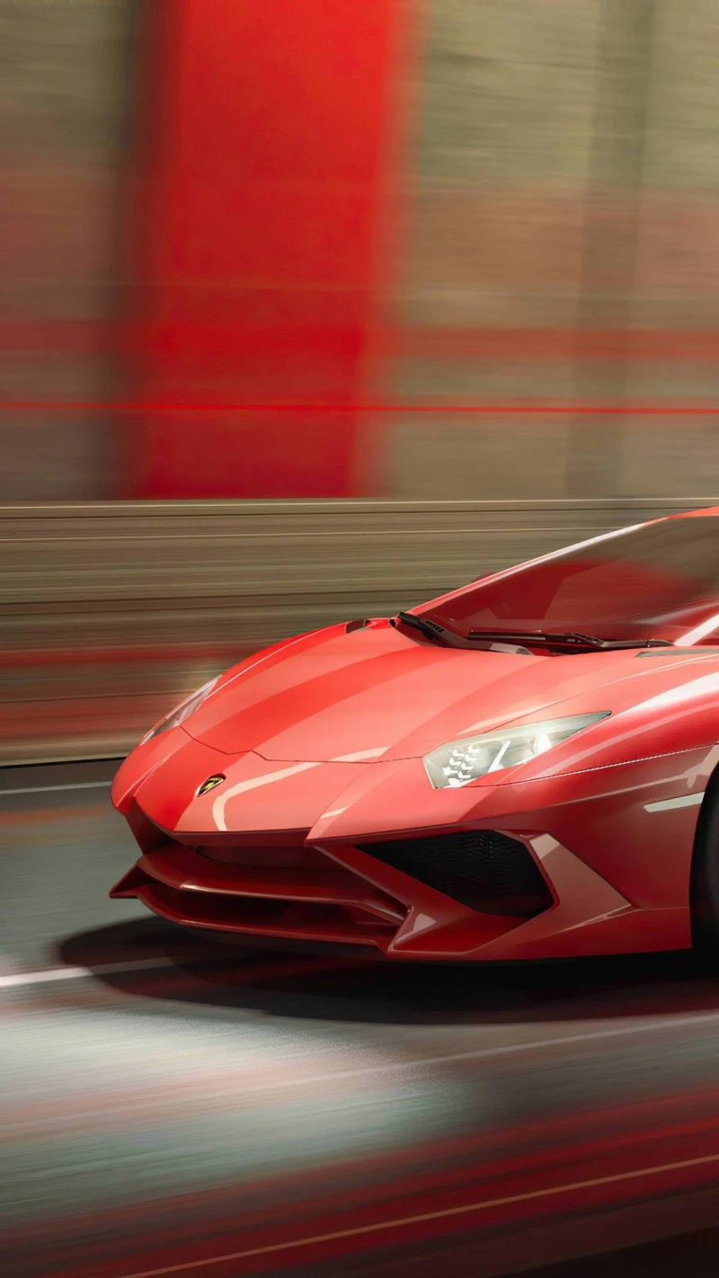 Red Lamborghini in Motion Blur 4K Mobile Wallpaper