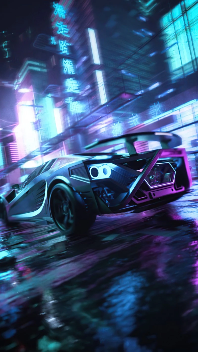 Cyberpunk City Racer 4K Mobile Wallpaper