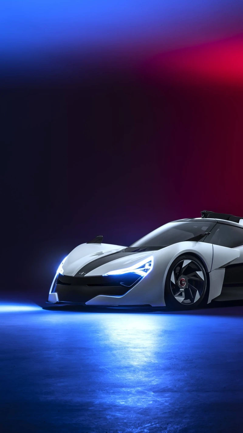 Futuristic White Supercar 4K Mobile Wallpaper