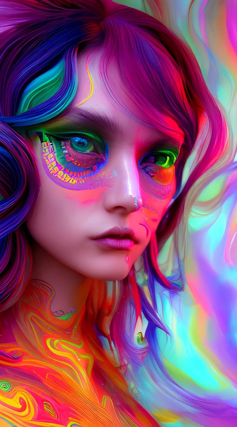Vibrant Portrait of a Woman with Colorful Makeup 4K Mobile Wallpaper