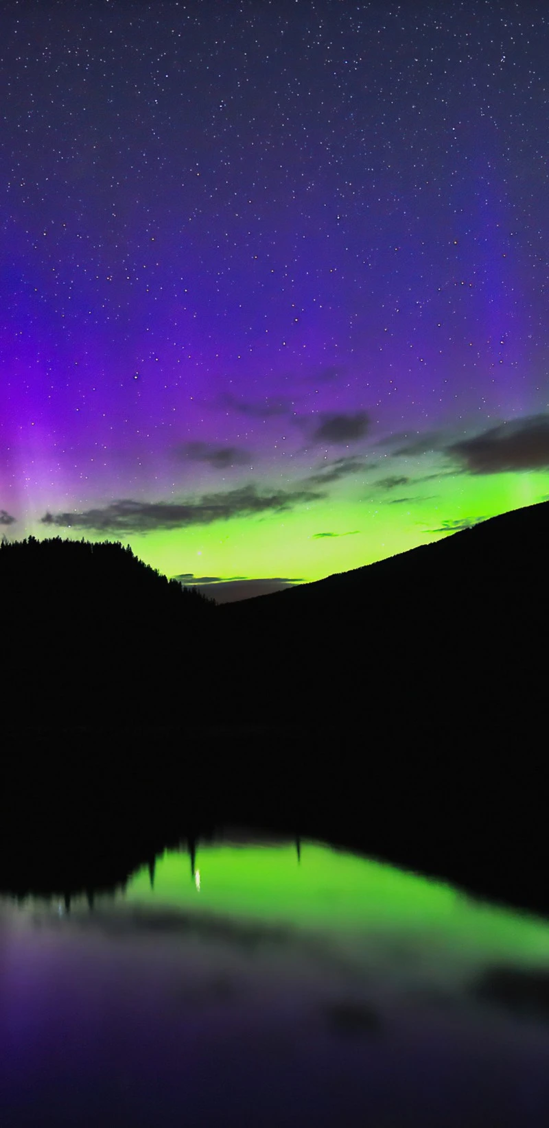 Aurora Reflected in Still Water 4K Mobile Wallpaper