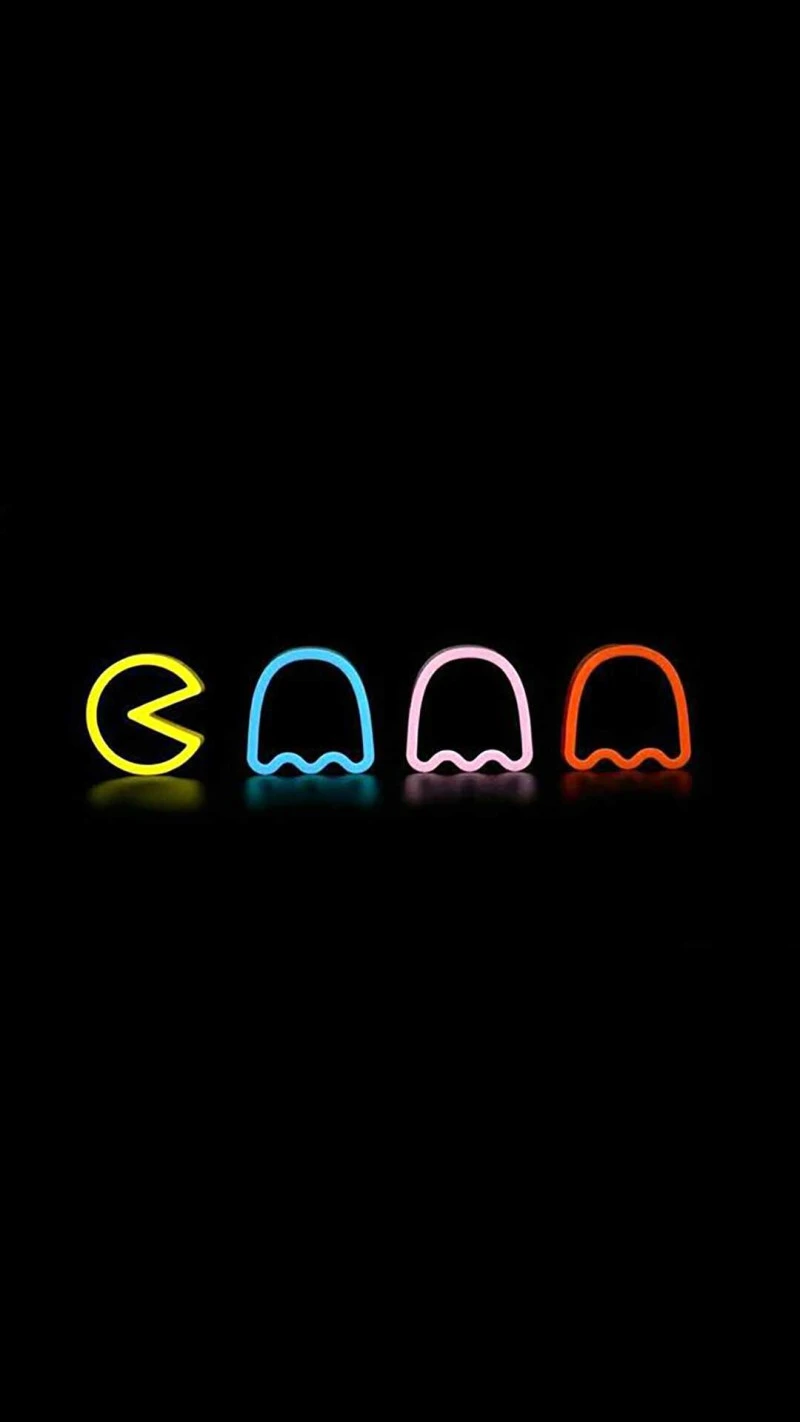 Pac-Man Neon 4K Mobile Wallpaper
