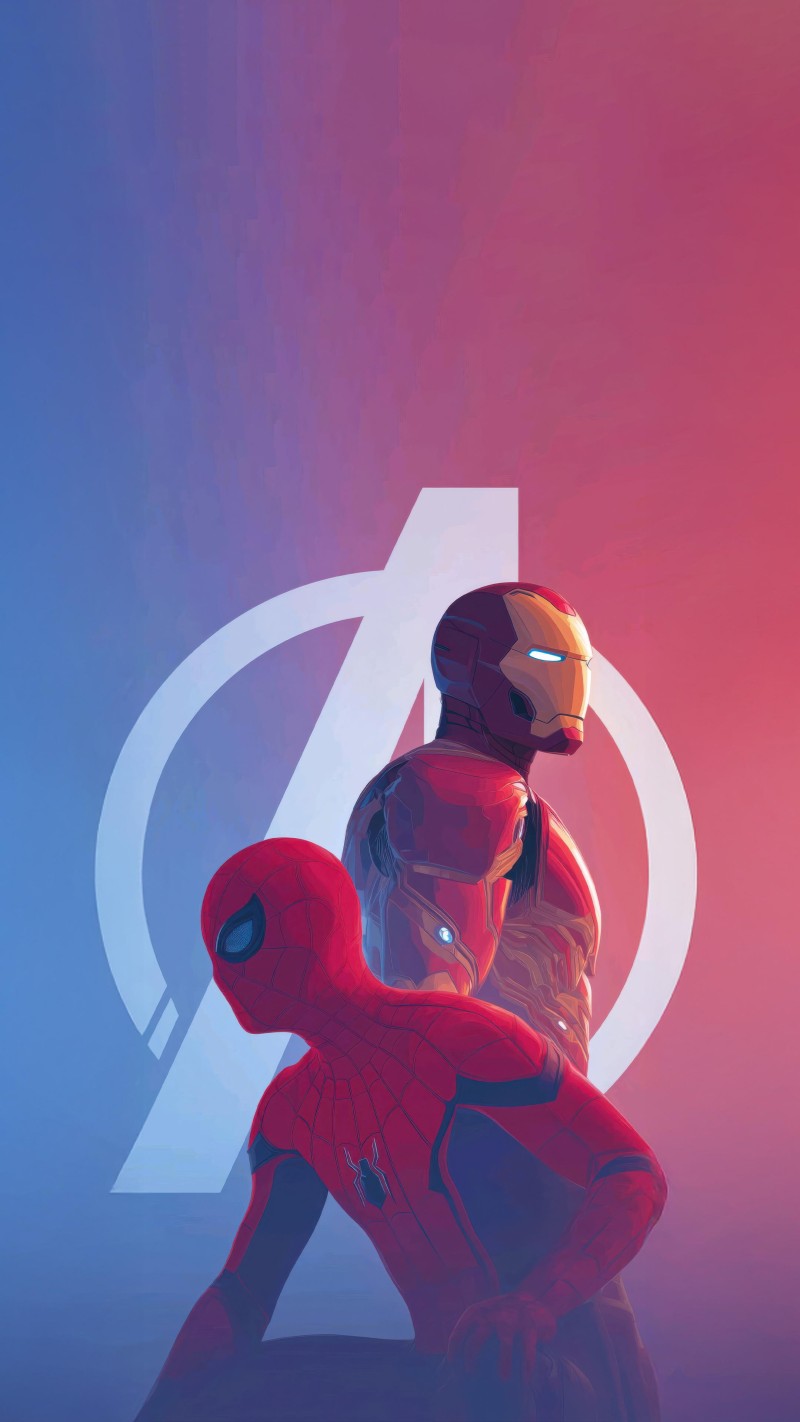 Red and Blue Superhero Duo Endgame Wallpaper for Mobile 4K Game Wallpaper