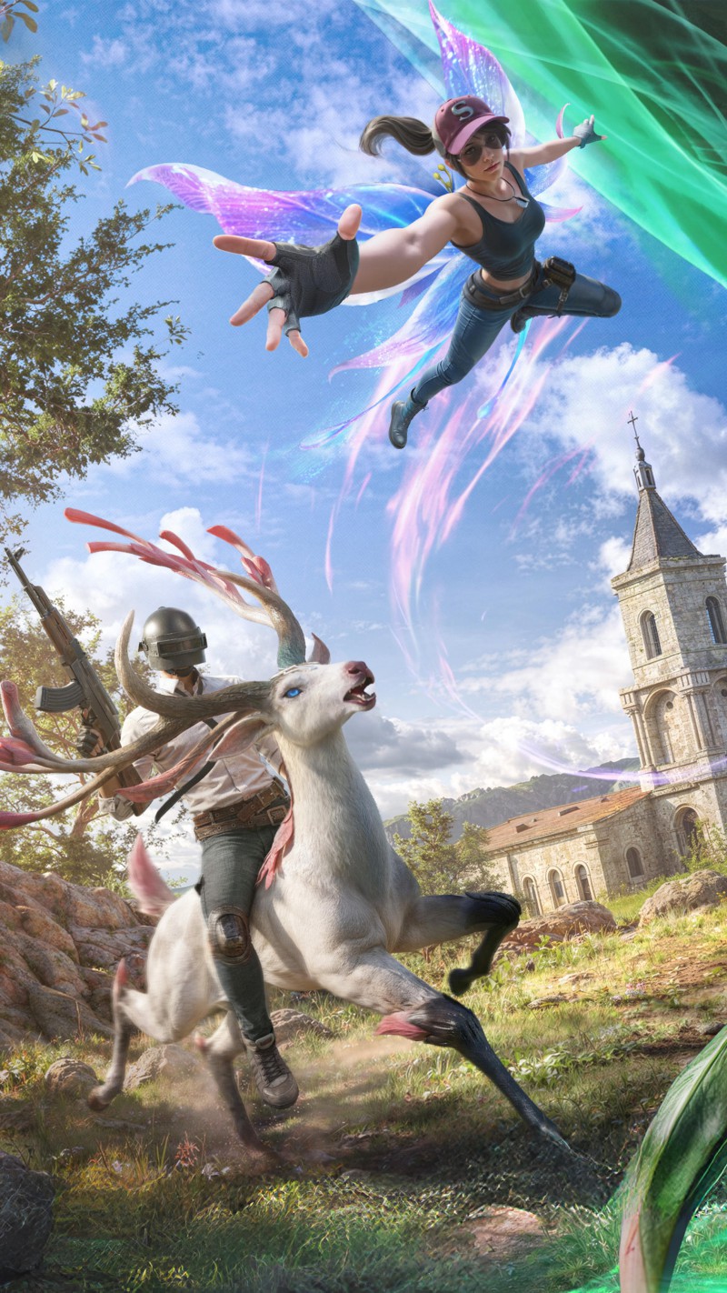 4K mobile wallpaper Fantasy Scene with a Girl and Goat - high resolution for Android and iPhone