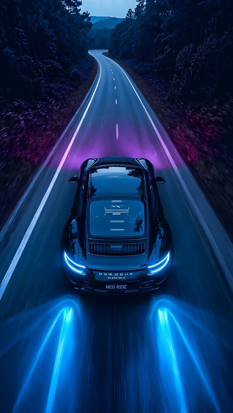Blue Neon Car Driving Wallpaper iPhone Aesthetic 4K Driving Wallpaper