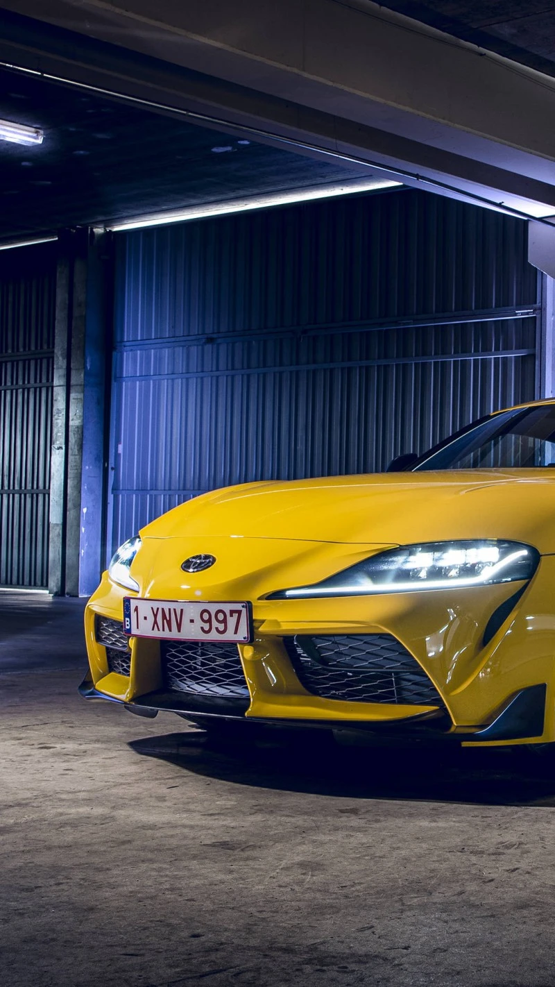 Yellow Toyota GR Supra 4K Mobile Wallpaper