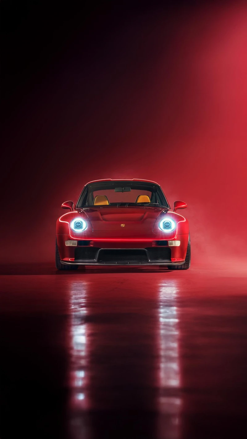 Porsche Headlights On 4K Mobile Wallpaper