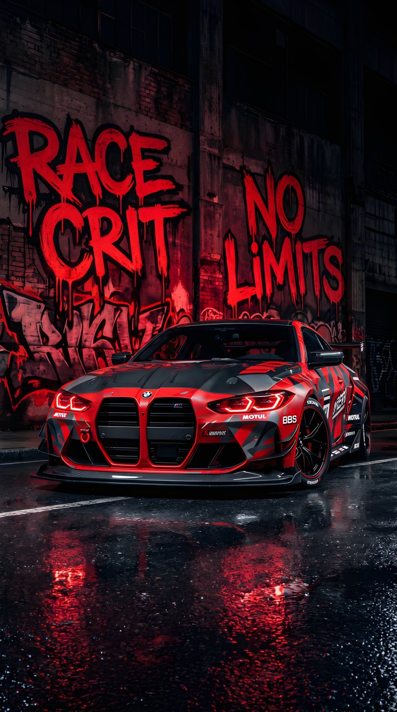 Dark Red BMW M4 Racing Wallpaper iPhone Background 4K Red Wallpaper