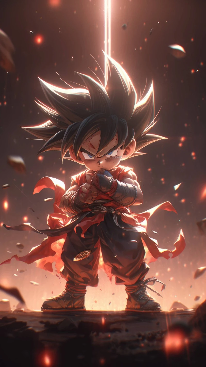 Young Goku: Fierce Determination 4K Mobile Wallpaper