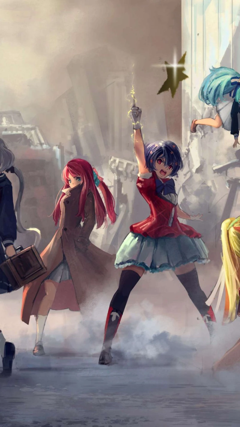 Magical Girls in a Post-Apocalyptic World 4K Mobile Wallpaper