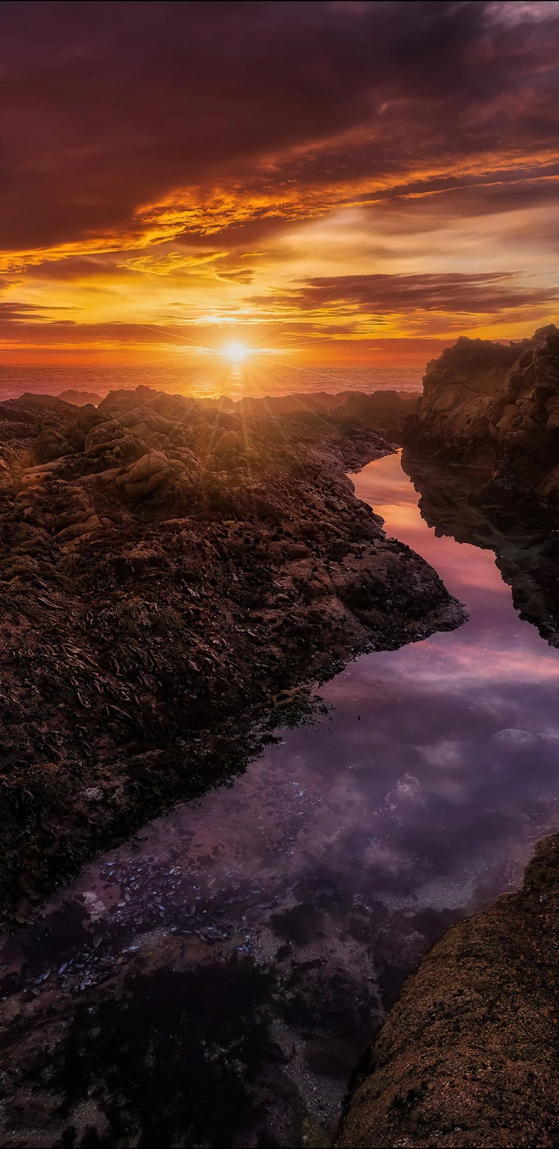 Sunset Cove Reflection 4K Mobile Wallpaper