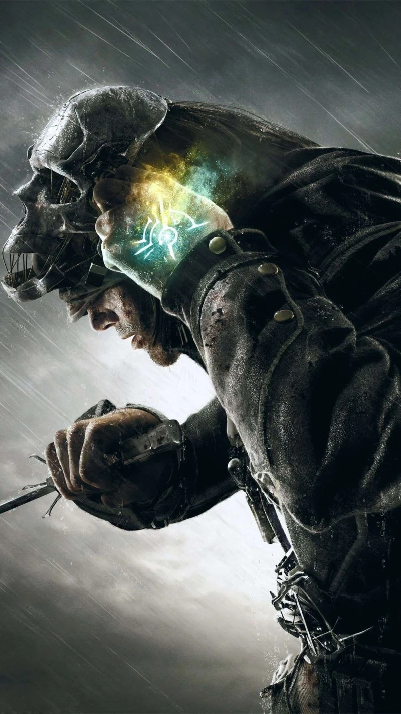 Dishonored: Corvo Attano in the Rain 4K Mobile Wallpaper