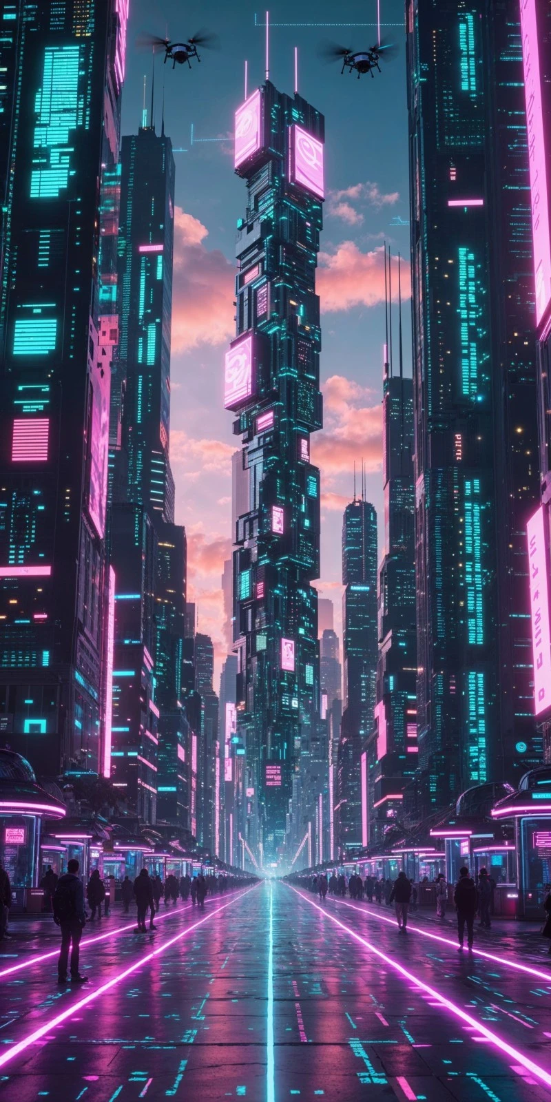 Neon Cityscape 4K Mobile Wallpaper
