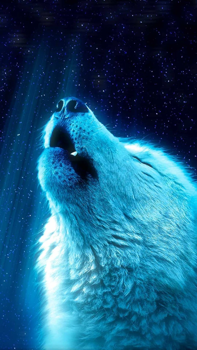 Howling Wolf Under the Stars 4K Mobile Wallpaper