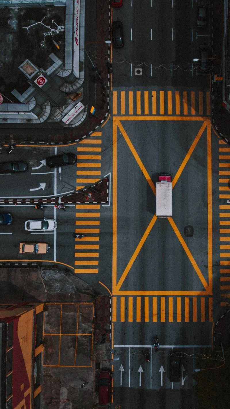 Aerial Road Intersection 4K Mobile Wallpaper