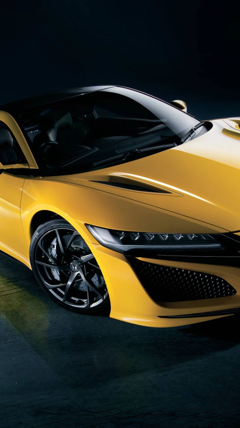 Honda NSX Yellow 4K Mobile Wallpaper