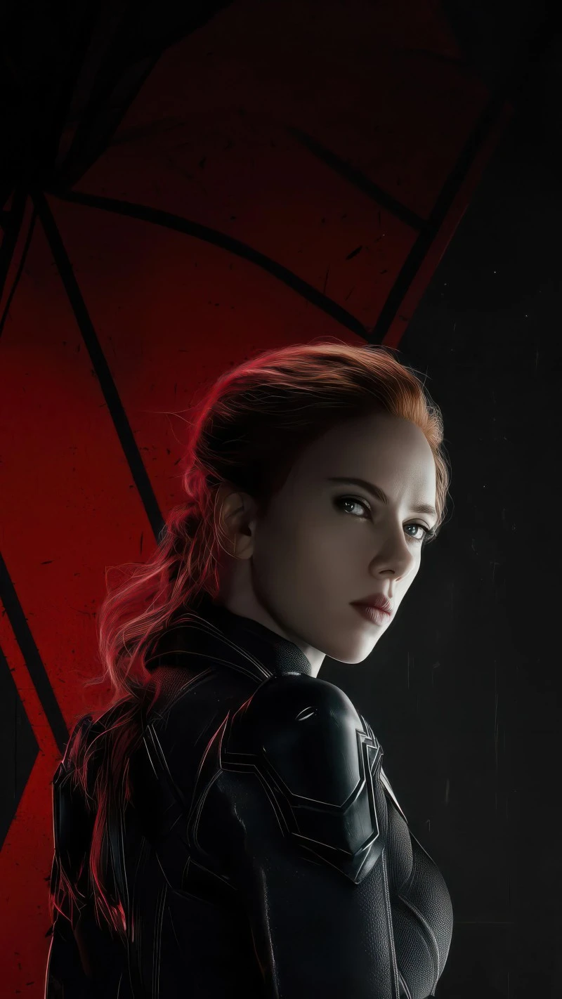 Black Widow's Dark Vigilance 4K Mobile Wallpaper