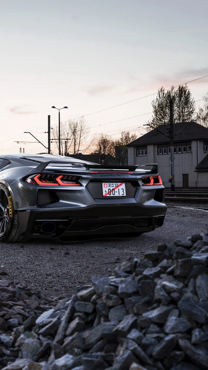 C8 Corvette Rear View 4K Mobile Wallpaper