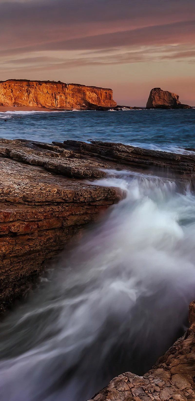Coastal Rock Formation and Waves 4K Mobile Wallpaper