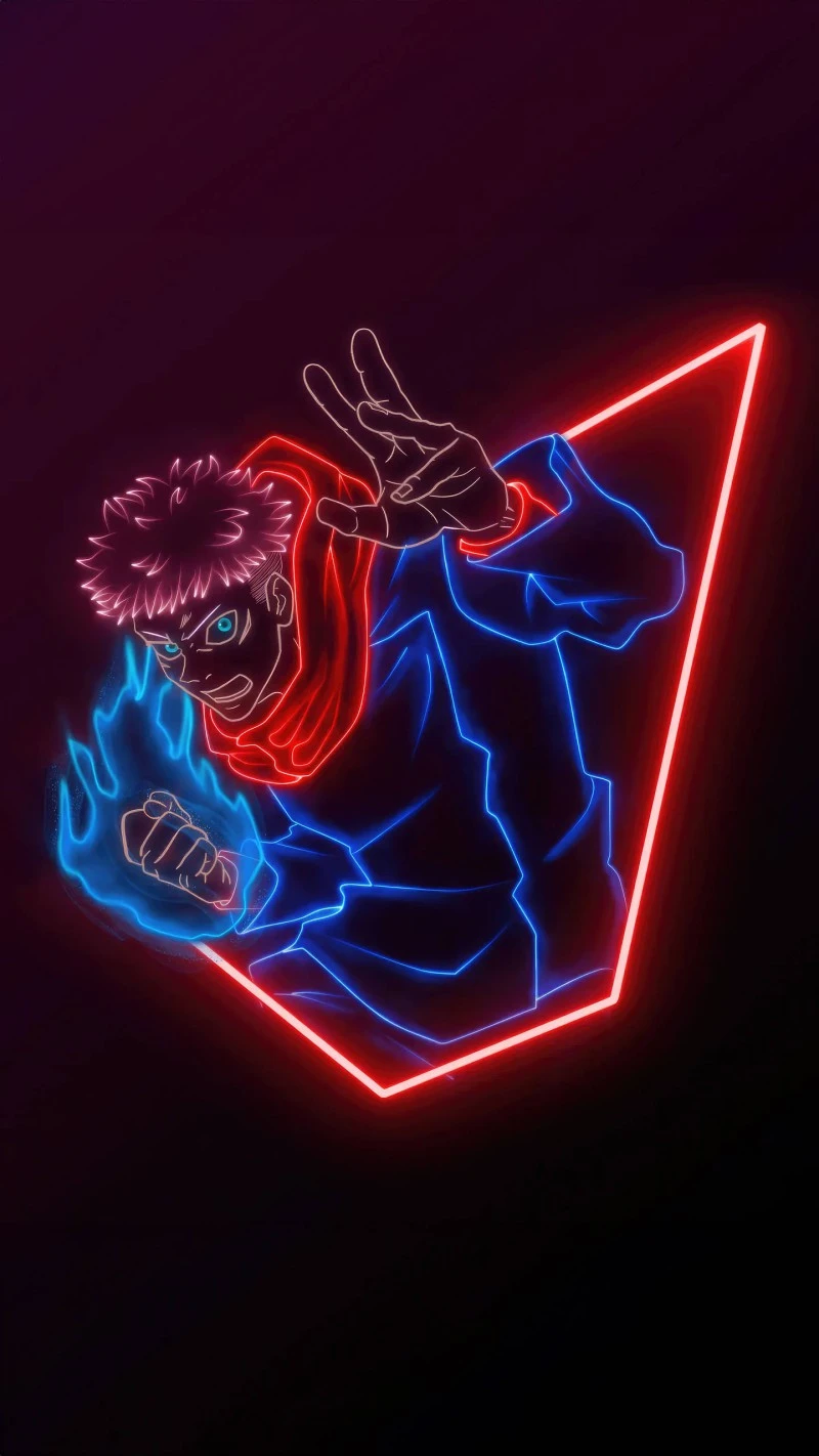Neon Anime Boy 4K Mobile Wallpaper