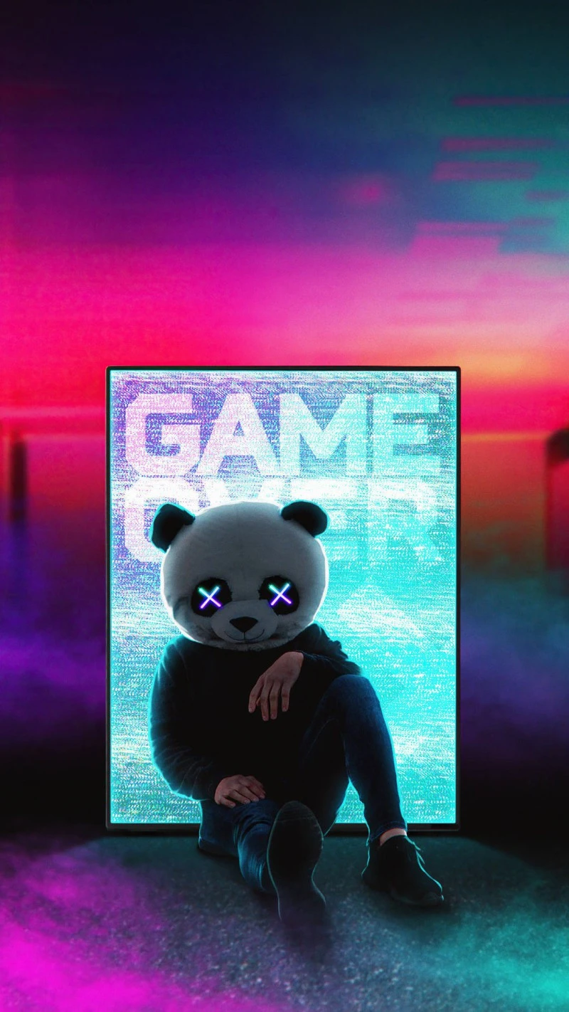 Game Over Panda 4K Mobile Wallpaper
