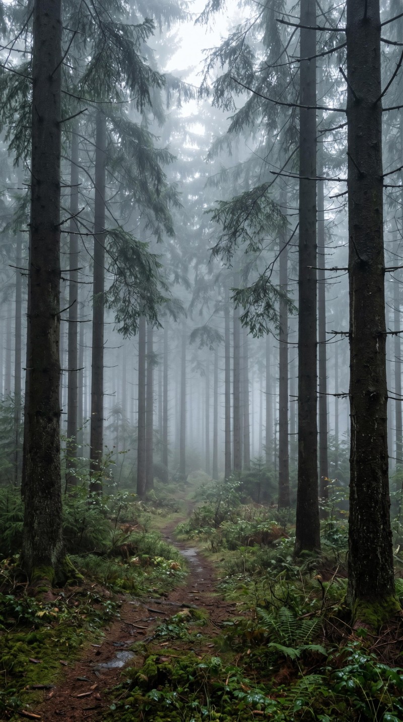 Misty Forest Dark Moody Phone Lock Screen 4K Oc Wallpaper