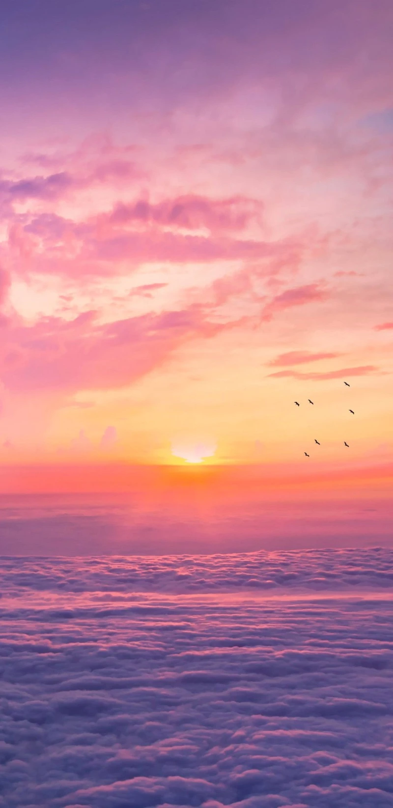 Sunset Above the Clouds 4K Mobile Wallpaper