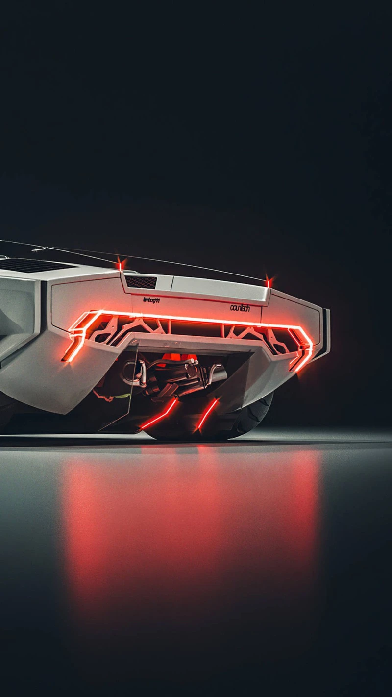 Futuristic Sports Car Rear View 4K Mobile Wallpaper
