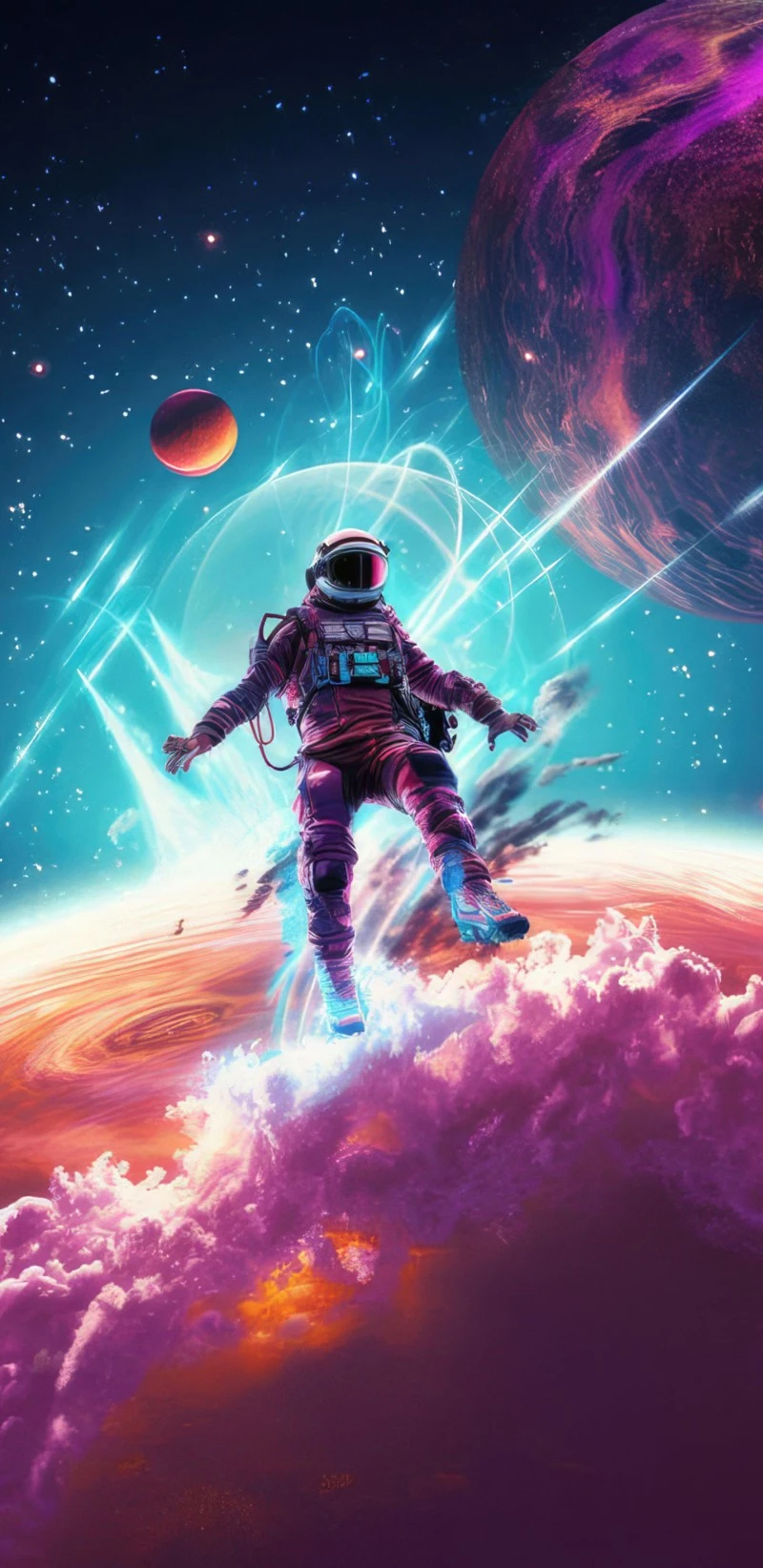 Astronaut in Cosmic Dreamscape 4K Mobile Wallpaper