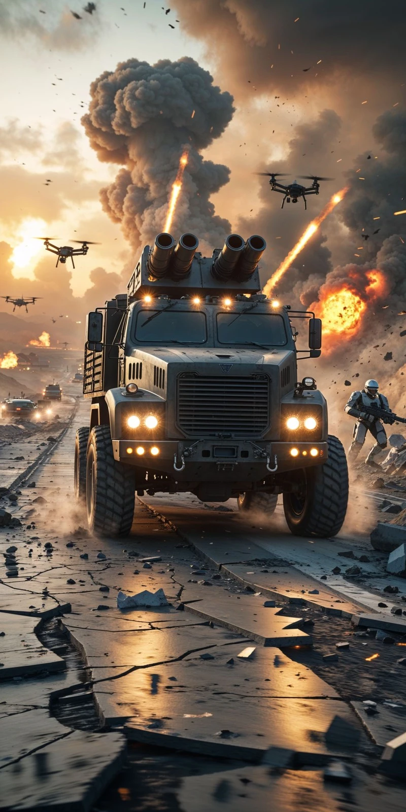 AI-Generated Futuristic Warfare 4K Mobile Wallpaper