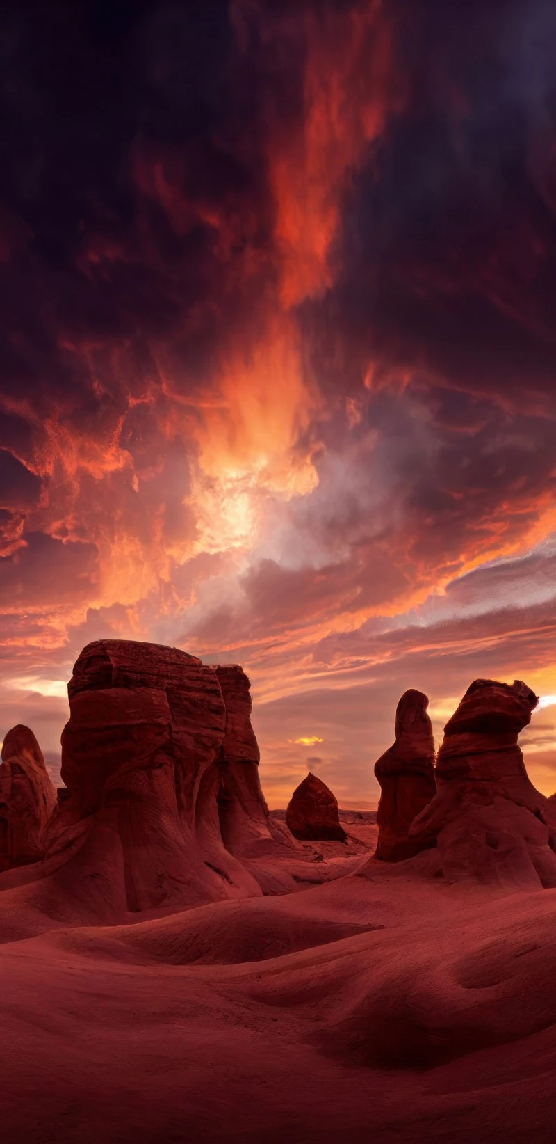 Fiery Sunset over Sandstone Formations 4K Mobile Wallpaper